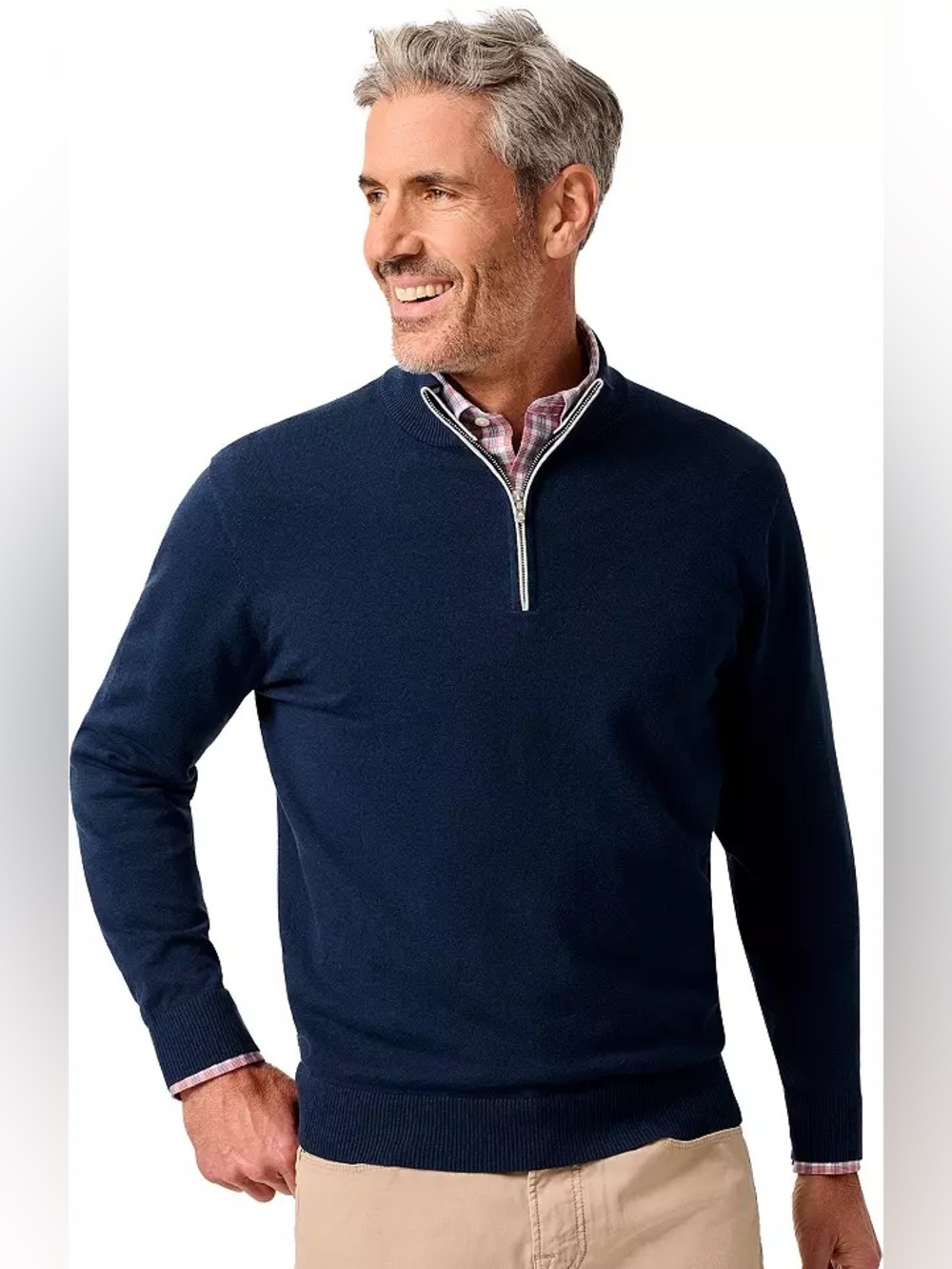 NEW💙Johnnie-O Men's Desmond Plaited Cotton Blend 1/4 Zip Sweater in Navy $178